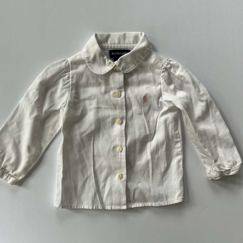 Ralph Lauren Pink & White Button Down Peter Pan Collared Shirt